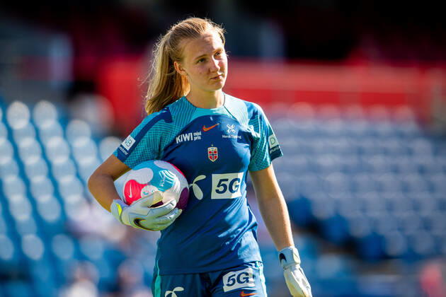 220620 Goalkeeper Sunniva Skoglund of the Norwegian women s national football team during a training session on June 20, 2022 in Oslo Photo Vegard Grott BILDBYRAN kod VG VG0301 bbeng fotboll football soccer fotball träning practice training training norge norway dam precamp, Copyright: VEGARDxGRoTT BB220620VG025