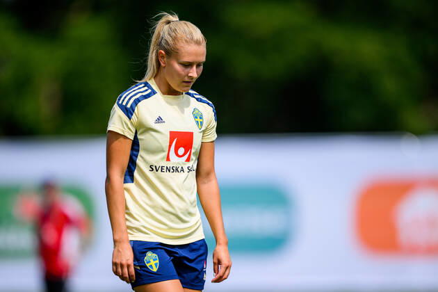 220718 Amanda Nilden of the Swedish women s national football team at a training session during the UEFA Women s Euro 2022 Championship on July 18, 2022 in Chester Photo Ludvig Thunman BILDBYRAN code LT LT0379 training sweden sweden day 13 dam bbeng,  Copyright: LUDVIGxTHUNMAN BB220718LT059