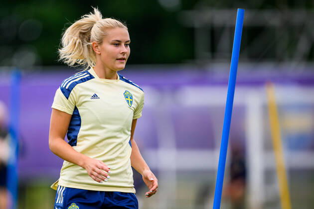 220721 Amanda Nilden of the Swedish women s national football team at a training session during the UEFA Women s Euro 2022 Championship on July 21, 2022 in Chester Photo Ludvig Thunman BILDBYRAN code LT LT0384 training sweden sweden dam bbeng,  Copyright: LUDVIGxTHUNMAN BB220721LT020