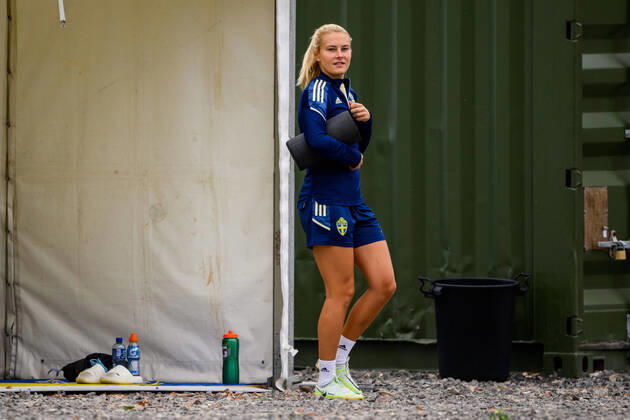 220721 Amanda Nilden of the Swedish women s national football team at a training session during the UEFA Women s Euro 2022 Championship on July 21, 2022 in Chester Photo Ludvig Thunman BILDBYRAN code LT LT0384 training sweden sweden dam bbeng,  Copyright: LUDVIGxTHUNMAN BB220721LT066