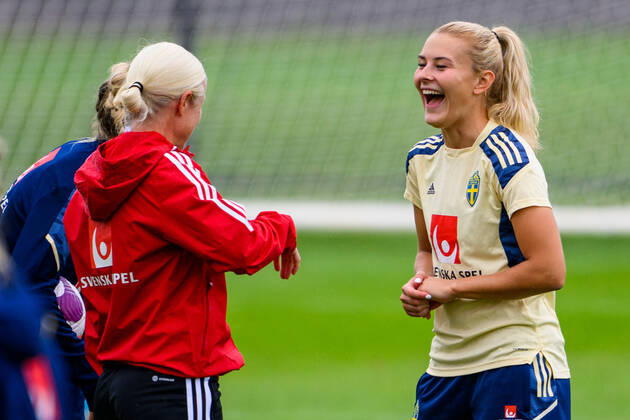 220724 Amanda Nilden of the Swedish womens national football team at a training session during the UEFA Womens Euro 2022 Championship on July 24, 2022 in Chester Photo Ludvig Thunman BILDBYRAN code LT LT0390 football football soccer fotball fotbols em europamaesterskap em uefa womens euro training practice training sweden sweden day 19 lady bbeng,  Copyright: LUDVIGxTHUNMAN BB220724LT077