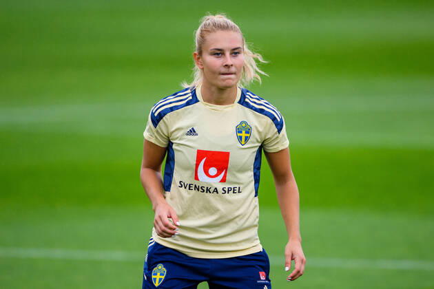 220724 Amanda Nilden of the Swedish womens national football team at a training session during the UEFA Womens Euro 2022 Championship on July 24, 2022 in Chester Photo Ludvig Thunman BILDBYRAN code LT LT0390 football football soccer fotball fotbols em europamaesterskap em uefa womens euro training practice training sweden sweden day 19 lady bbeng,  Copyright: LUDVIGxTHUNMAN BB220724LT089