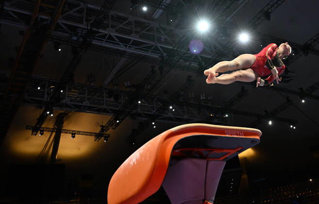 Belgian Lisa Vaelen pictured during a training session ahead of the European Championships Gymanstics in Munich, Germany, Tuesday 09 August 2022. The EC are taking place from 11 to 21 August. ERICxLALMAND  x38597321x