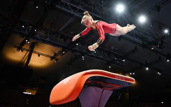 Belgian Lisa Vaelen pictured during a training session ahead of the European Championships Gymanstics in Munich, Germany, Tuesday 09 August 2022. The EC are taking place from 11 to 21 August. ERICxLALMAND  x38597329x