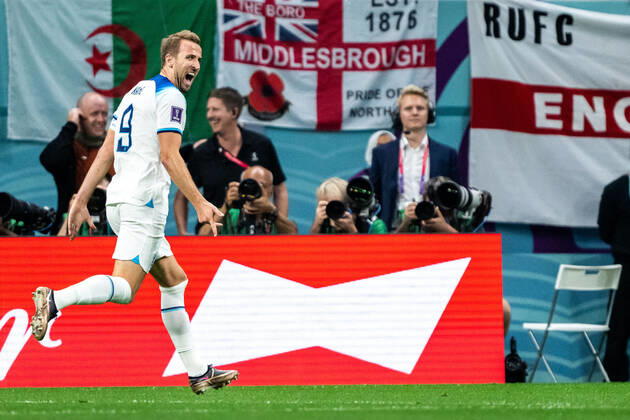 221204 Harry Kane of England celebrates scoring 2 0 during the FIFA World Cup 2022 round of 16 football match between England and Senegal on December 4, 2022 in Doha Photo Joel Marklund BILDBYRAN code JM JM0403 bbeng football football soccer fotball world cup football world cup football world cup 2022 fifa world cup 2022 round of 16 round of 16 england senegal jubilation,  Copyright: JOELxMARKLUND BB221204JM056