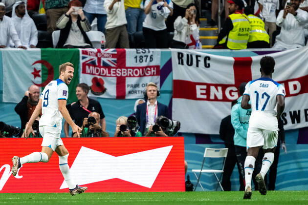 221204 Harry Kane of England celebrates scoring 2 0 during the FIFA World Cup 2022 round of 16 football match between England and Senegal on December 4, 2022 in Doha Photo Joel Marklund BILDBYRAN code JM JM0403 bbeng football football soccer fotball world cup football world cup football world cup 2022 fifa world cup 2022 round of 16 round of 16 england senegal jubilation,  Copyright: JOELxMARKLUND BB221204JM057