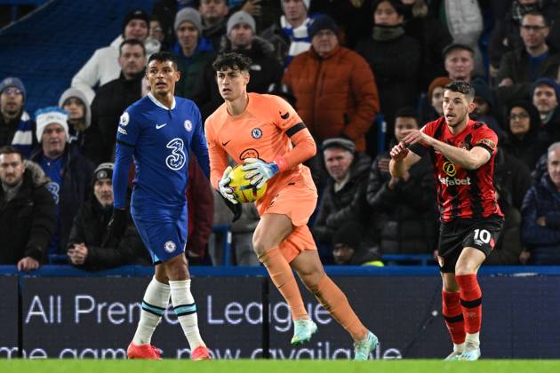 Chelsea v Bournemouth Premier League 27 12 2022. Chelsea goalkeeper Kepa Arrizabalaga (1) during the Premier League match between Chelsea and Bournemouth at Stamford Bridge, London, England on 27 December 2022. London Stamford Bridge Greater London England Editorial use only DataCo restrictions apply See www.football-dataco.com , Copyright: xSimonxTraylenx PSI-16605-0057
