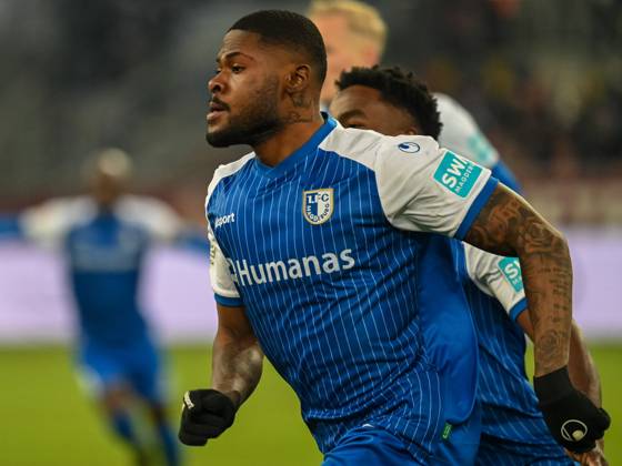Moritz Broni Kwarteng 1 FC Magdeburg, 08 scores the goal to 1 0 and runs to the corner flag Fortuna Duesseldorf vs 1 FC Magdeburg, Football, 2 Bundesliga, 18 Spieltag, Saison 2022 2023, 27 01 2023 DFB DFL Regulations prohibit any use of Photographs as image sequences and or quasi video Fortuna Duesseldorf vs 1 FC Magdeburg, Football, 2 Bundesliga, 18 Spieltag, Saison 2022 2023, 27 01 2023 Duesseldorf Copyright: xEibner-Pressefoto ThomasxHaeslerx EP_EER