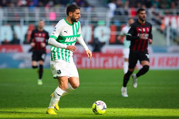 Domenico Berardi of US Sassuolo in action during Serie A 2022 23 football match between AC Milan and US Sassuolo at San Siro Stadium, Milan, Italy on January 29, 2023 - Milan Stadio San Siro Milan Italy Copyright: xEPhotopressx SP24-526-058