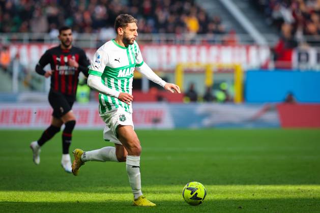 Domenico Berardi of US Sassuolo in action during Serie A 2022 23 football match between AC Milan and US Sassuolo at San Siro Stadium, Milan, Italy on January 29, 2023 - Milan Stadio San Siro Milan Italy Copyright: xEPhotopressx SP24-526-061