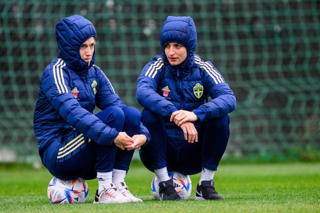 230217 Filippa Angeldahl and Nathalie Björn of the Swedish womens national football team at a training session on February 17, 2023 in Marbella Photo Ludvig Thunman BILDBYRAN code LT LT0500 football football soccer football training practice training sweden sweden lady bbeng, Copyright: LUDVIGxTHUNMAN BB230217LT018