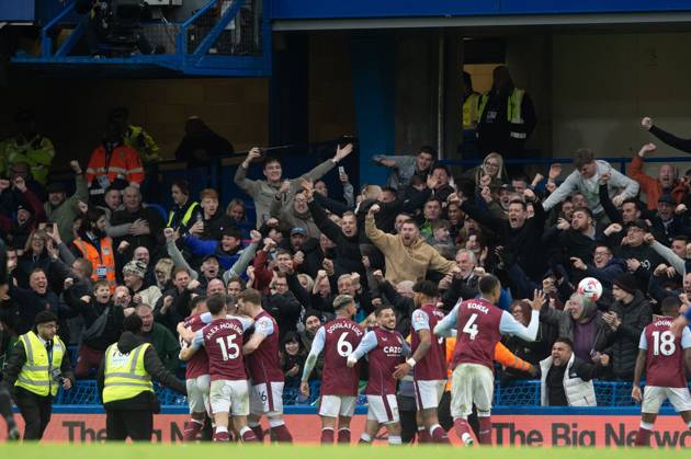 John McGinn of Aston Villa celebrates scoring his goal during the Premier League match between Chelsea and Aston Villa at Stamford Bridge, London, England on 1 April 2023. Copyright: xSalvioxCalabresex 36440021