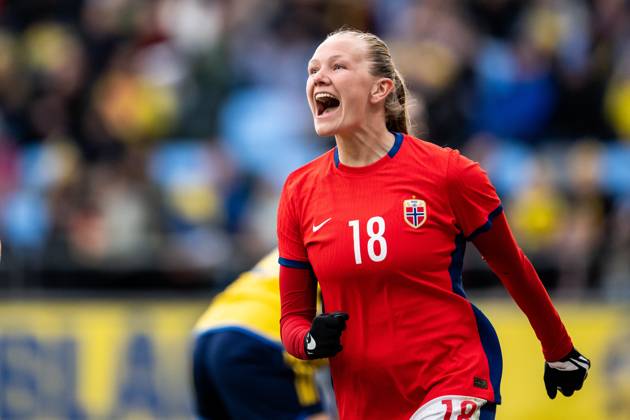 230411 Frida Maanum of Norway celebrates after scoring 1 1 during the international friendly football match between Sweden and Norway on April 11, 2023 in Göteborg Photo Jörgen Jarnberger BILDBYRAN COP 112 JJ0272 football football soccer football training international friendly Sweden a sweden norway norway dam bbeng jubel, Copyright: JÖRGENxJARNBERGER BB230411JJ031