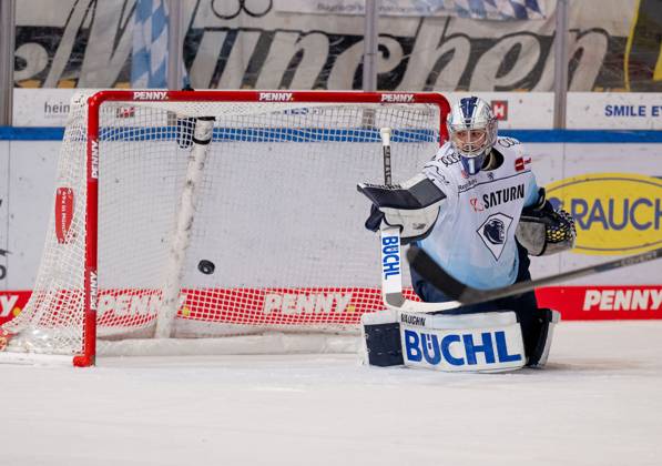 Jonas Stettmer goalie, ERC Ingolstadt Panther, 1 defends a puck EHC Red Bull Muenchen vs ERC Ingolstadt, ice hockey, DEL, playoffs, final game 3, season 2022 2023, 18 04 2023 EHC Red Bull Muenchen vs ERC Ingolstadt, ice hockey, DEL, playoffs, final game 3, season 2022 2023, 18 04 2023 Muenchen Copyright: xEibner-Pressefoto HeikexFeinerx EP_HFR