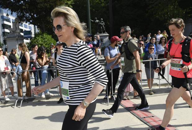 Queen Mathilde of Belgium pictured during the 43th edition of the 20 km door Brussel - 20 km de Bruxelles running event, Sunday 28 May 2023 in Brussels. JOHNxTHYS x68046084x