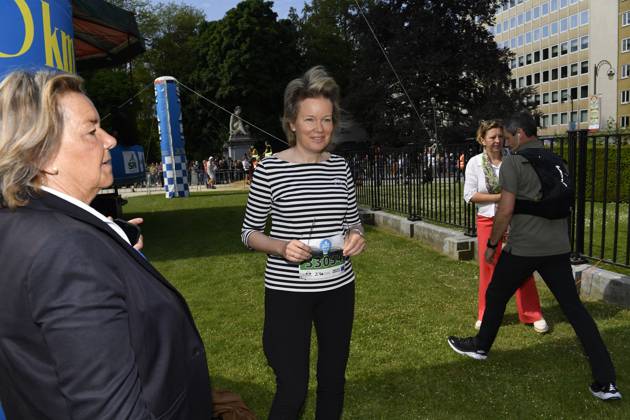 Queen Mathilde of Belgium pictured during the 43th edition of the 20 km door Brussel - 20 km de Bruxelles running event, Sunday 28 May 2023 in Brussels. JOHNxTHYS x68050029x