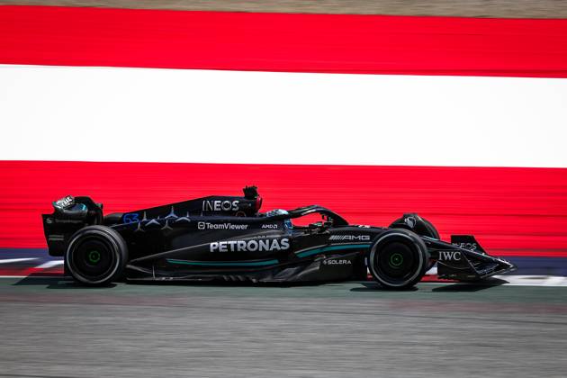 63 RUSSELL George (gbr), Mercedes AMG F1 Team W14, action during the 2023 Formula 1 Rolex Grosser Preis von Osterreich, 2023 Austrian Grand Prix, 9th round of the 2023 Formula One World Championship, WM, Weltmeisterschaft from June 30 to July 2, 2023 on the Red Bull Ring, in Spielberg, Austria Copyright: xFlorentxGooden DPPI IPAxSportx x xIPAxSportx 0 IPA_IPA38976298