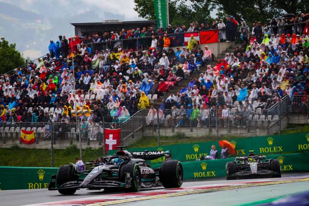63 RUSSELL George (gbr), Mercedes AMG F1 Team W14, action during the 2023 Formula 1 Rolex Grosser Preis von Osterreich, 2023 Austrian Grand Prix, 9th round of the 2023 Formula One World Championship, WM, Weltmeisterschaft from June 30 to July 2, 2023 on the Red Bull Ring, in Spielberg, Austria Copyright: xDppi DPPI IPAxSportx xipa-agencyx xIPAxSportx 0 IPA_IPA38992474