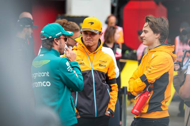 NORRIS Lando (gbr), McLaren F1 Team MCL60, ALONSO Fernando (spa), Aston Martin F1 Team AMR23, PIASTRI Oscar (aus), McLaren F1 Team MCL60, portrait during the 2023 Formula 1 Rolex Grosser Preis von Osterreich, 2023 Austrian Grand Prix, 9th round of the 2023 Formula One World Championship, WM, Weltmeisterschaft from June 30 to July 2, 2023 on the Red Bull Ring, in Spielberg, Austria Copyright: xFlorentxGooden DPPI IPAxSportx x xIPAxSportx 0 IPA_IPA39000338