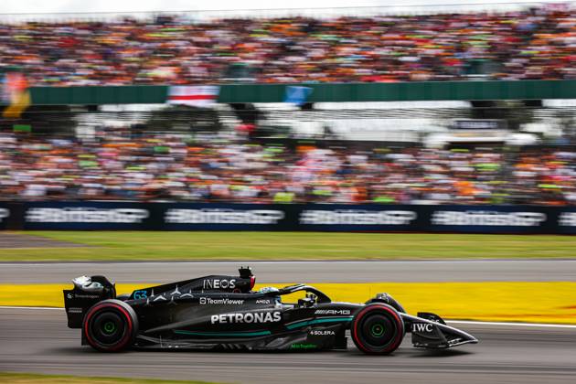 63 RUSSELL George (gbr), Mercedes AMG F1 Team W14, action during the 2023 Formula 1 Aramco British Grand Prix, 10th round of the 2023 Formula One World Championship, WM, Weltmeisterschaft from July 7 to 9, 2023 on the Silverstone Circuit, in Silverstone, United Kingdom Copyright: xAntoninxVincent DPPI IPAxSportx x xIPAxSportx 0 IPA_IPA39142183