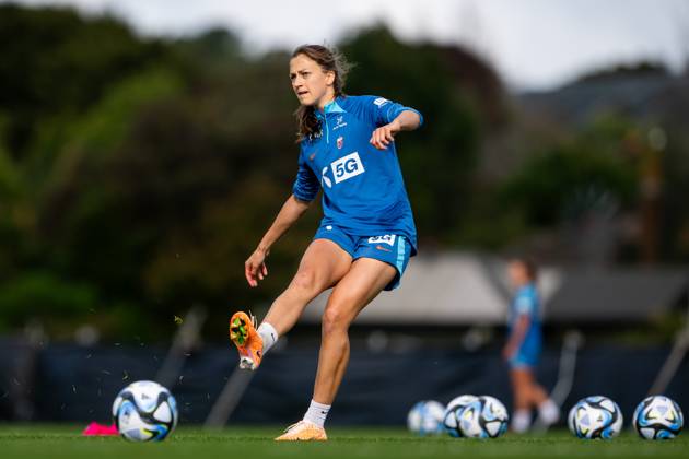230723 Emma Stolen Godo of the Norwegian women?s national football team at a training session during the FIFA Women s World Cup on July 23, 2023 in Auckland Photo Vegard Grott BILDBYRAN code VG VG0491 bbeng fotball fotboll fotboll norge norway a kvinner dam fotbolls vm fotball vm kvinner världsmästerskap vm fifa womens world cup träning practice training day 4  Copyright: VEGARDxGRoTT BB230723VG020