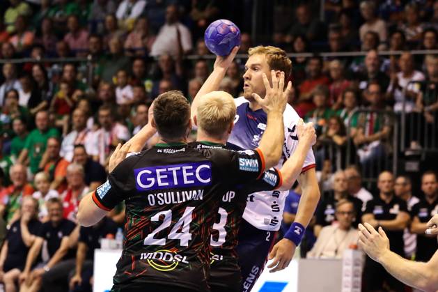 Simon Pytlick SG Flensburg Handewitt,2 Handball Bundesliga Season 2023 2024 SC Magdeburg vs SG Flensburg Handewitt at GETEC Arena in Magdeburg Action,Handball,Germany,03 09 2023