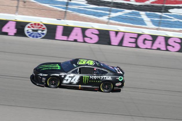 LAS VEGAS, NV - OCTOBER 15: Ty Gibbs ( 54 Joe Gibbs Racing Monster Energy Toyota) during the South Point 400 NASCAR, Motorsport, USA Cup Series Playoff race on October 15, 2023, Las Vegas Motor Speedway in Las Vegas, NV. (Photo by Matthew Bolt LVMS Icon Sportswire) AUTO: OCT 15 NASCAR Cup Series Playoff South Point 400 EDITORIAL USE ONLY Icon231015072