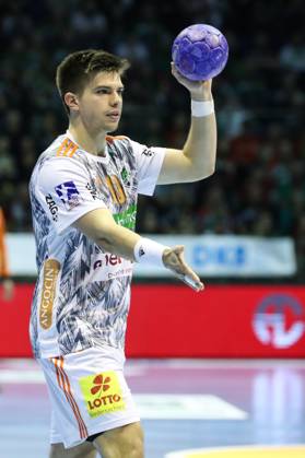 Renars Uscins TSV Hannover Burgdorf,10 Handball Bundesliga season 2023 2024 SC Magdeburg vs TSV Hannover Burgdorf in the GETEC Arena in Magdeburg single image,action,handball,Germany,15 10 2023
