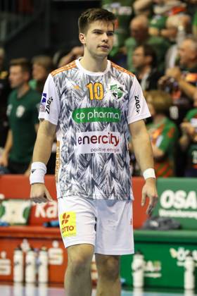 Renars Uscins TSV Hannover Burgdorf,10 Handball Bundesliga season 2023 2024 SC Magdeburg vs TSV Hannover Burgdorf in the GETEC Arena in Magdeburg single image,action,handball,Germany,15 10 2023