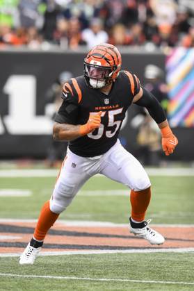 CINCINNATI, OH - OCTOBER 15: Cincinnati Bengals Linebacker Logan Wilson (55) defends during the NFL, American Football Herren, USA game between the Seattle Seahawks and the Cincinnati Bengals on October 15, 2023, at Paycor Stadium in Cincinnati, Ohio. (Photo by Michael Allio Icon Sportswire) NFL: OCT 15 Seahawks at Bengals EDITORIAL USE ONLY Icon116231015104