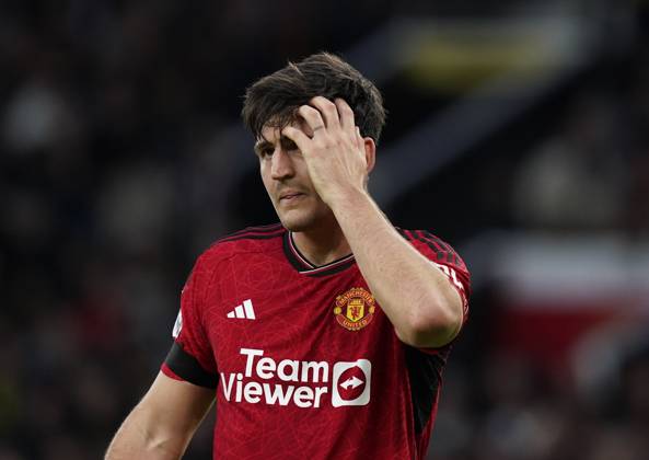 Manchester, England, 29th October 2023. Harry Maguire of Manchester United, ManU during the Premier League match at Old Trafford, Manchester. Picture credit should read: Andrew Yates Sportimage EDITORIAL USE ONLY. No use with unauthorised audio, video, data, fixture lists, club league logos or live services. Online in-match use limited to 120 images, no video emulation. No use in betting, games or single club league player publications. SPI-2690-0044