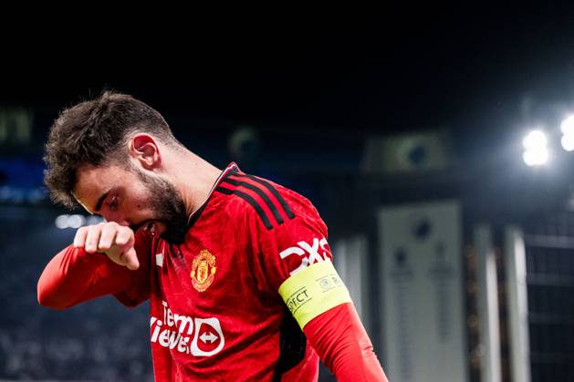 231108 Bruno Fernandes of Manchester United looks dejected during the UEFA Champions League football match between FC Copenhagen and Manchester United on November 8, 2023 in Copenhagen Photo Petter Arvidson BILDBYRAN kod PA PA0685 fotboll soccer fotball champions league fc copenhagen manchester united bbeng depp Copyright: PETTERxARVIDSON BB231108PA078