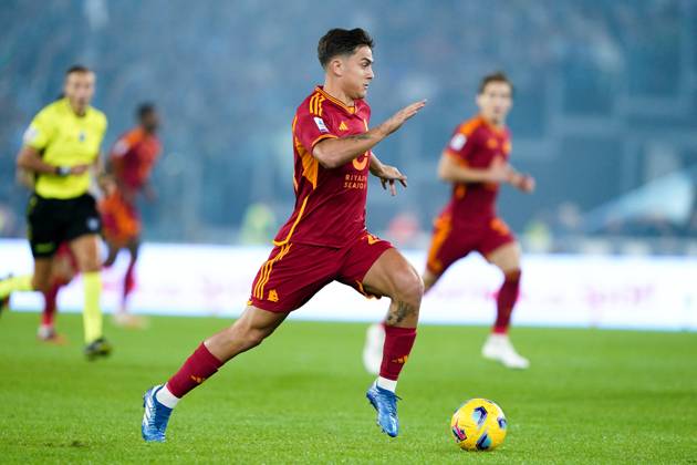 Paulo Dybala of AS Roma in action during the Serie A match between SS Lazio and AS Roma at Stadio Olimpico Rome Italy on 12 November 2023. Rome Stadio Olimpico Rome Italy Copyright: xPhotoxSportxPicsx SP24-755-084