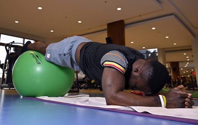 Belgian gymnast Noah Kuavita pictured during a training camp organized by the BOIC-COIB Belgian Olympic Committee in Belek, Turkey, Sunday 19 November 2023. The camp takes place from 11 to 25 November. ERICxLALMAND x80357804x