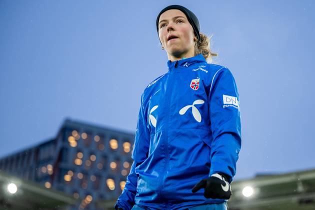 231128 Justine Kielland of the Norwegian women s national football team during a training session on November 28, 2023 in Oslo Photo Vegard Grott BILDBYRAN kod VG VG0562 bbeng fotboll football soccer fotball norge norway women dam nations league träning practice training trening  Copyright: VEGARDxGRoTT BB231128VG033