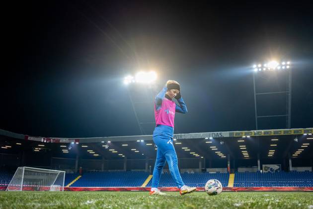 231204 Justine Kielland of the Norwegian women s national football team during a training session on December 4, 2023 in Sankt Pölten Photo Vegard Grott BILDBYRAN code VG VG0567 bbeng fotboll football soccer fotball norge norway women dam nations league träning practice training trening st pölten  Copyright: VEGARDxGRoTT BB231204VG013