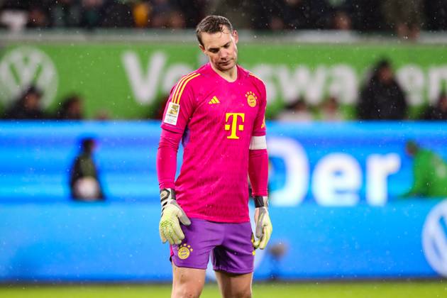 Goalkeeper Manuel Neuer FC Bayern Munich,1 after the 1 2 goal 1 Soccer Bundesliga season 2023 2024 point match VfL Wolfsburg vs FC Bayern Munich in the Volkswagen Arena in Wolfsburg single picture,action,soccer,Germany,man,men,20 12 2023