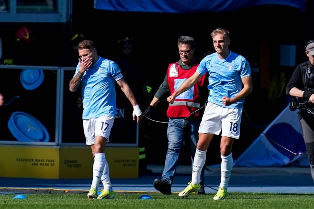 Gustav Isaksen of SS Lazio celebrates after scoring first goal during the Serie A match between SS Lazio and Bologna FC at Stadio Olimpico Rome Italy on 18 February 2024. Rome Stadio Olimpico Rome Italy Copyright: xPhotoxSportxPicsx SP24-857-151