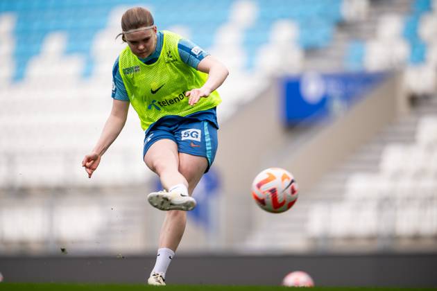 240222 Signe Gaupset of the Norwegian women s national football team during a training session on February 22, 2024 in Osijek Photo Maxim ThorÃ BILDBYRAN kod MT MT0539 fotboll football soccer fotball nations league uefa womens nations league träning practice training norge norway dam bbeng  Copyright: MAXIMxTHORE BB240222MT019