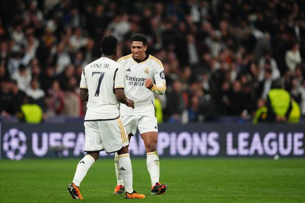 ESP: Real Madrid v RB Leipzig. UEFA Champions League match. Round of 16. Jude Bellingham of Real Madrid celebrates the 1-0 scored by his teammate Vinicius Juniorduring the UEFA Champions League match, Round of 16, second leg, between Real Madrid and RB Leipzig played at Santiago Bernabeu Stadium on March 6, 2023 in Madrid Spain. kpng Copyright: xBaguxBlancox xPRESSINPHOTOx PS_240306_400