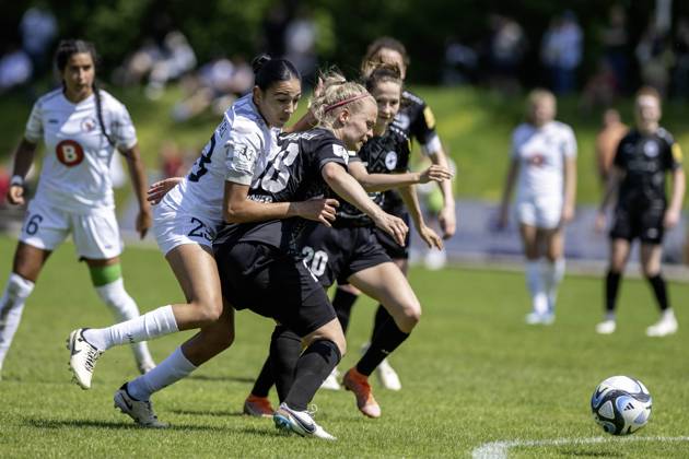 Soccer 2 Womens Bundesliga, Season 2023 2024, Matchday 24, SG 99 Andernach 1 FFC Turbine Potsdam on 12 05 2024 at the Andernach Stadium in Andernach duel between Maria Almasri 1 FFC Turbine Potsdam, 23 and Alina Wagner SG 99 Andernach, 28 Important note In accordance with the regulations of the DFL German Football League and the DFB German Football Association, it is prohibited to use or have used photographs taken in the stadium and or of the match in the form of sequential images and or video-like photo series Foto Kirchner Media TH Copyright: xKirchner-Media THx