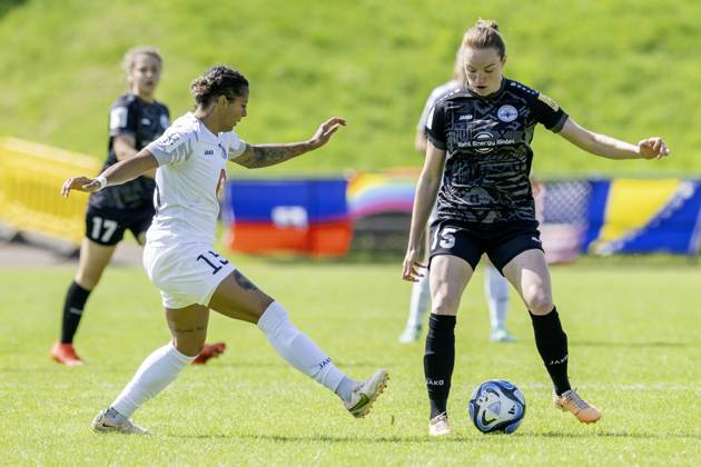 Soccer 2 Womens Bundesliga, Season 2023 2024, Matchday 24, SG 99 Andernach 1 FFC Turbine Potsdam on 12 05 2024 at the Andernach Stadium in Andernach duel between Adrienne Jordan 1 FFC Turbine Potsdam, 15 and Vanessa Zilligen SG 99 Andernach, 15 Important note According to the regulations of the DFL German Football League and the DFB German Football Association, it is prohibited to use or have used photographs taken in the stadium and or of the game in the form of sequential images and or video-like photo series Foto Kirchner Media TH Copyright: xKirchner-Media THx