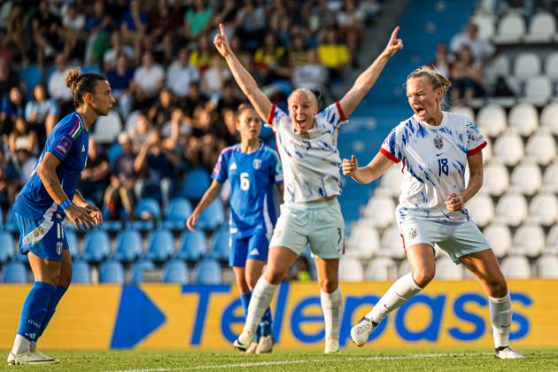 240604 Frida Maanum of Norway celebrates after scoring the 1 1 goal during the UEFA Women s Euro Qualifier football match between Italy and Norway on June 4, 2024 in Ferrara Photo Marius Simensen BILDBYRAN COP 238 bbeng dam em kvalisering em kvalifisering kvinner em kvalik football fotball italy jubel landskamp norge norway soccer uefa euro qualifier Copyright: MARIUSxSIMENSEN BB240604BB482