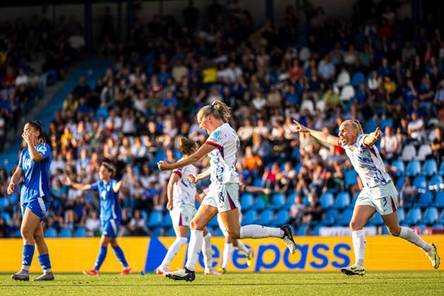 240604 Frida Maanum of Norway celebrates after scoring the 1 1 goal during the UEFA Women s Euro Qualifier football match between Italy and Norway on June 4, 2024 in Ferrara Photo Marius Simensen BILDBYRAN COP 238 bbeng dam em kvalisering em kvalifisering kvinner em kvalik football fotball italy jubel landskamp norge norway soccer uefa euro qualifier Copyright: MARIUSxSIMENSEN BB240604BB513