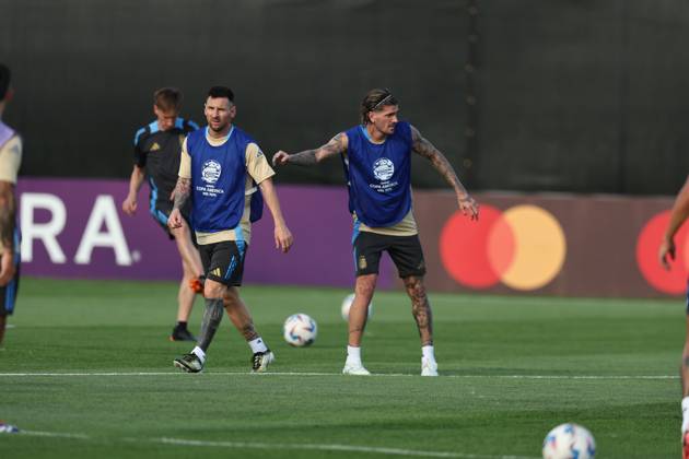 Argentina s forward Lionel Messi and teammates during a training session ahead the match against Canada for the Copa America USA 2024 semifinal match, at Red Bull Training Center at Whinnipany, New Jersey, on July 8, 2024 WHINNIPANY UNITED STATES Copyright: xALEJANDROxPAGNIx