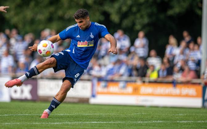Football, Season 2024 2025, Niederrheinpokal 20 08 2023, 01 Round, Men, BW Dingden white vs MSV Duisburg black Malek Fakhro MSV Duisburg , Hamminkeln Sportanlage BW Dingden Nordrhein Westfalen Germany 240820_fb_bw-dingden_msv-duisburg_32293
