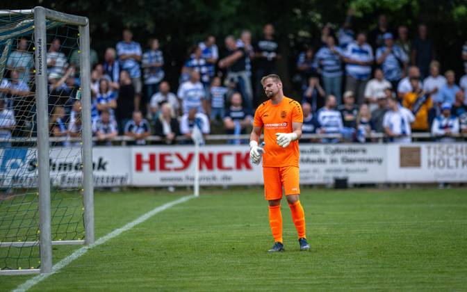 Soccer, Season 2024 2025, Niederrheinpokal 20 08 2023, 01 Round, Men, BW Dingden white vs MSV Duisburg black Johannes Buers Goalkeeper BW Dingden , Hamminkeln Sportanlage BW Dingden Nordrhein Westfalen Germany 240820_fb_bw-dingden_msv-duisburg_32345