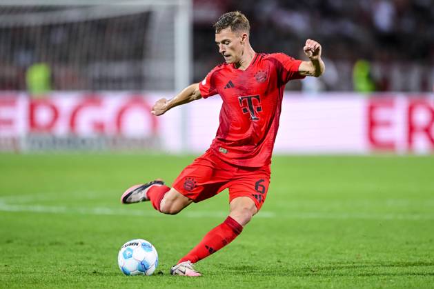 Joshua Kimmich FC Bayern Muenchen in action, on the ball, single action during the DFB Pokal First Round match between SSV Ulm 1846 Fussball and FC Bayern Muenchen at Donaustadion on August 16, 2024 in Ulm, Germany Photo by Harry Langer DeFodi Images Joshua Kimmich FC Bayern Muenchen controls the Ball during the DFB Pokal First Round match between SSV Ulm 1846 Fussball and FC Bayern Muenchen at Donaustadion on August 16, 2024 in Ulm, Germany Photo by Harry Langer DeFodi Images DFB DFL REGULATIONS PROHIBIT ANY USE OF PHOTOGRAPHS AS IMAGE SEQUENCES AND OR QUASI VIDEO Photo by Harry Langer DeFodi Images DFB DFL REGULATIONS PROHIBIT ANY USE OF PHOTOGRAPHS AS IMAGE SEQUENCES AND OR QUASI VIDEO Defodi 541 SSVFCB240816 425 Defodi-541 DFB DFL REGULATIONS PROHIBIT ANY USE OF PHOTOGRAPHS AS IMAGE SEQUENCES AND OR QUASI-VIDEO.