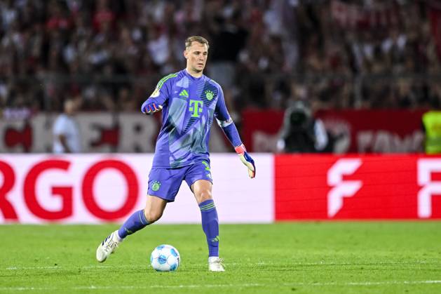Goalkeeper Manuel Neuer FC Bayern Muenchen in action, on the ball, single action during the DFB Pokal First Round match between SSV Ulm 1846 Fussball and FC Bayern Muenchen at Donaustadion on August 16, 2024 in Ulm, Germany Photo by Harry Langer DeFodi Images Goalkeeper Manuel Neuer FC Bayern Muenchen controls the Ball during the DFB Pokal First Round match between SSV Ulm 1846 Fussball and FC Bayern Muenchen at Donaustadion on August 16, 2024 in Ulm, Germany Photo by Harry Langer DeFodi Images DFB DFL REGULATIONS PROHIBIT ANY USE OF PHOTOGRAPHS AS IMAGE SEQUENCES AND OR QUASI VIDEO Photo by Harry Langer DeFodi Images DFB DFL REGULATIONS PROHIBIT ANY USE OF PHOTOGRAPHS AS IMAGE SEQUENCES AND OR QUASI VIDEO Defodi 541 SSVFCB240816 430 Defodi-541 DFB DFL REGULATIONS PROHIBIT ANY USE OF PHOTOGRAPHS AS IMAGE SEQUENCES AND OR QUASI-VIDEO.