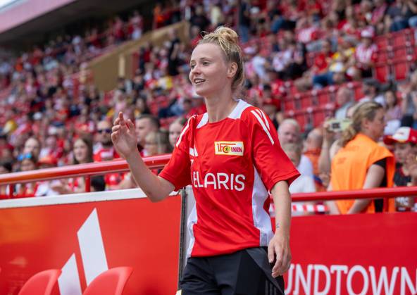 Soccer, Women, Test match, Season 2024 2025, 1 FC Union Berlin SV Werder Bremen, Judith Steinert 1 Women 1 FC Union at the team presentation, 03 08 2024, Copyright: xMatthiasxKochx